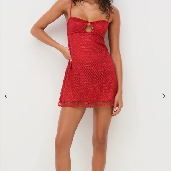 For Love And Lemons Dresses & Skirts - For Love and Lemons Glitter Slip Dress Red